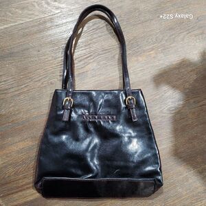 Victoria's Secret Vintage Garden Amber Romance Black Leather Shoulder Bag Y2K